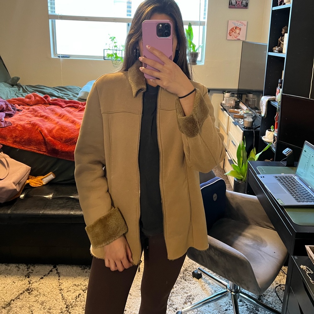 Style & Co Tan/Biege Sherpa Lined Jacket